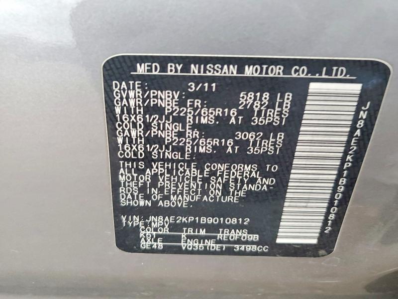 Zdjęcie 14 z aukcji – 2011 NISSAN QUEST S z VIN JN8AE2KP1B9010812