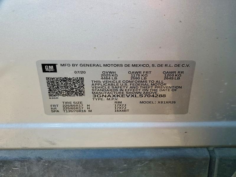 Photo 14 from auction – 2020 CHEVROLET EQUINOX with VIN 3GNAXKEVXLS704288