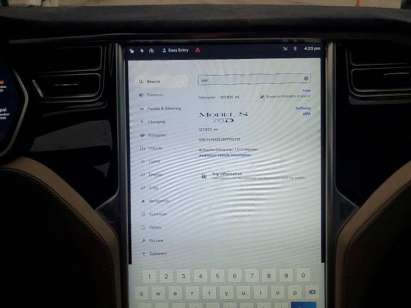 Photo 9 from auction – 2015 TESLA MODEL S with VIN 5YJSA1E26FF115721