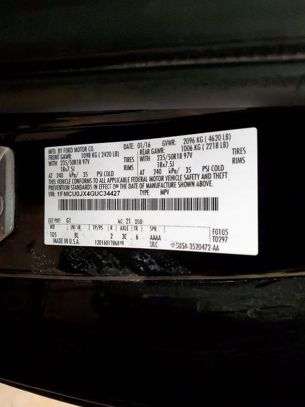 صورة رقم 14 من المزاد - 2016 FORD ESCAPE TIT مع VIN 1FMCU0JX4GUC34427