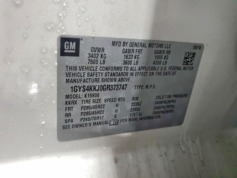 Photo 14 from auction – 2016 CADILLAC ESCALADE with VIN 1GYS4KKJ0GR373747