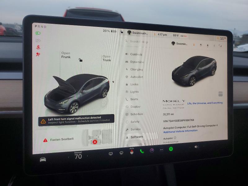 Photo 9 from auction – 2023 TESLA MODEL Y with VIN 7SAYGDEE6PF886768