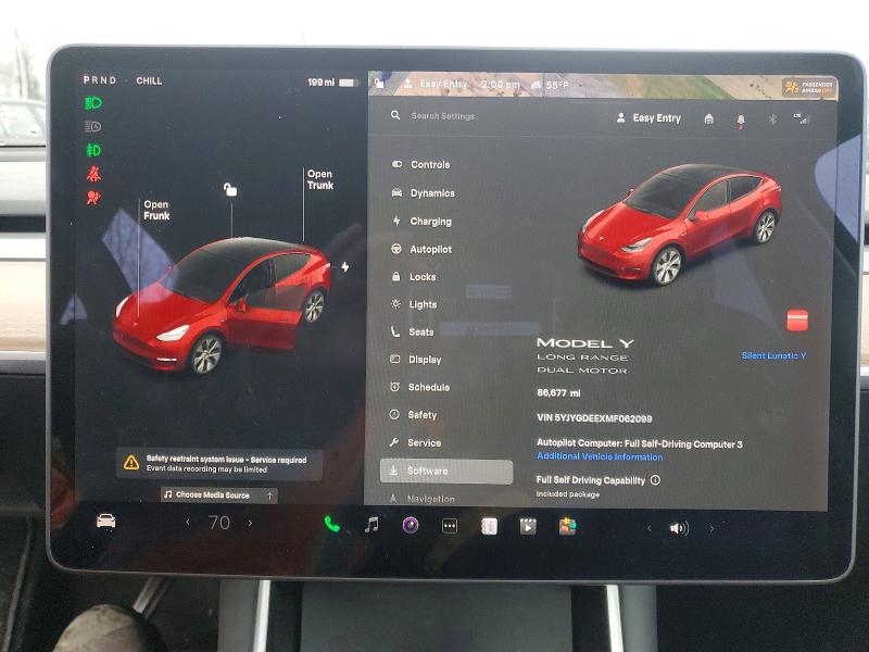 Photo 9 from auction – 2021 TESLA MODEL Y with VIN 5YJYGDEEXMF062099