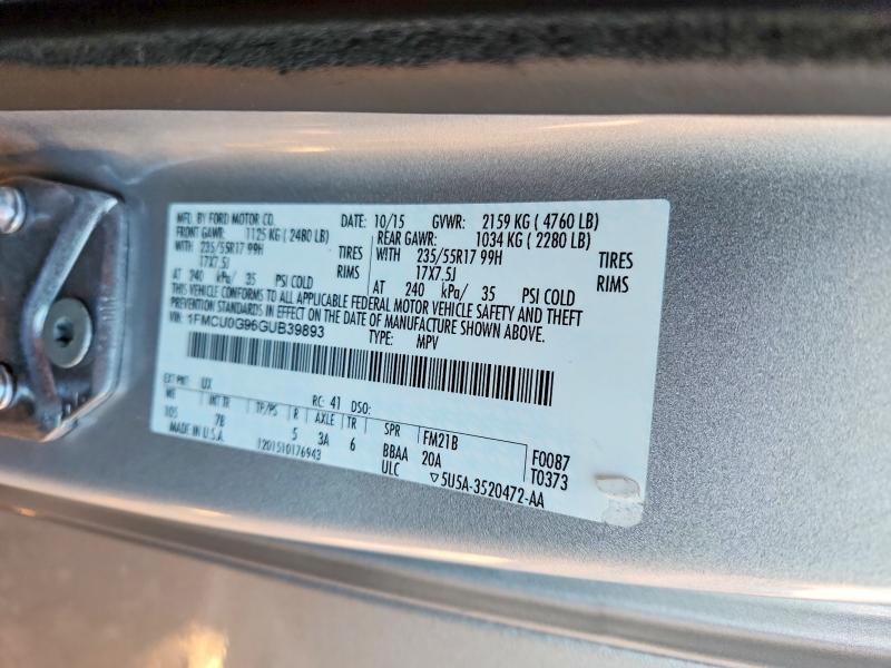 Фото 14 с аукциона – 2016 FORD ESCAPE с VIN 1FMCU0G96GUB39893