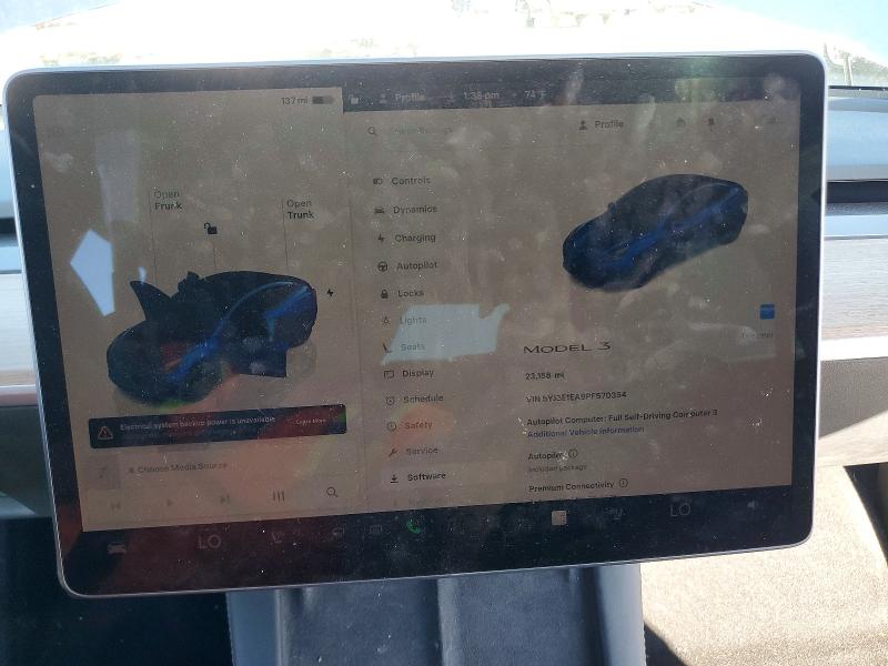 Photo 9 from auction – 2023 TESLA MODEL 3 with VIN 5YJ3E1EA9PF570354
