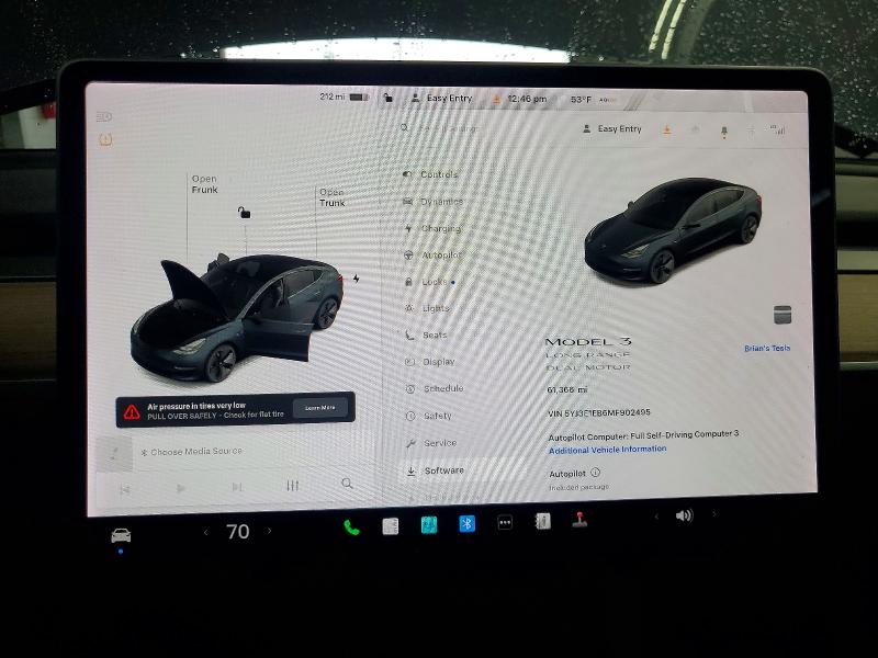 Photo 9 from auction – 2021 TESLA MODEL 3 with VIN 5YJ3E1EB6MF902495