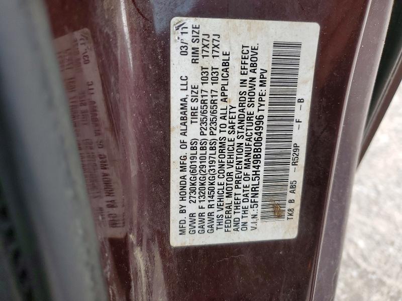 Photo 14 from auction – 2011 HONDA ODYSSEY EX with VIN 5FNRL5H49BB064996