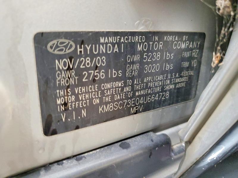 Photo 14 from auction – 2004 HYUNDAI SANTA FE G with VIN KM8SC73E04U664728