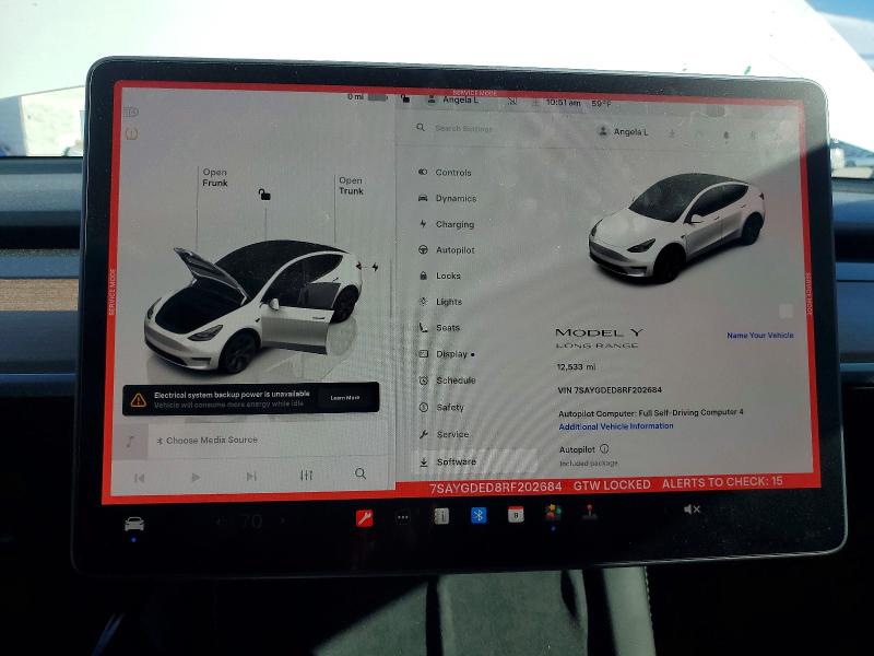 Photo 9 from auction – 2024 TESLA MODEL Y with VIN 7SAYGDED8RF202684