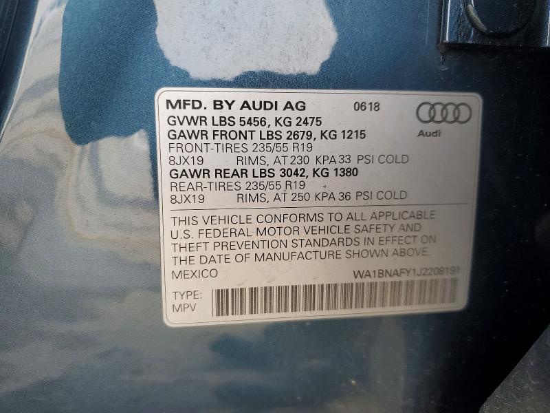 Photo 14 from auction – 2018 AUDI Q5 PREMIUM with VIN WA1BNAFY1J2208191