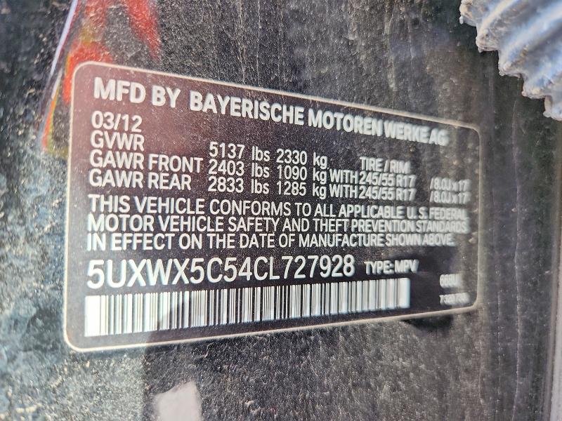 Photo 14 from auction – 2012 BMW X3 with VIN 5UXWX5C54CL727928