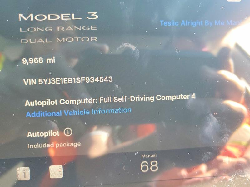 Photo 9 from auction – 2025 TESLA MODEL 3 with VIN 5YJ3E1EB1SF934543
