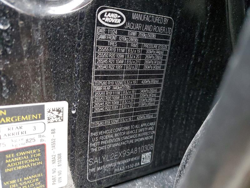 Photo 14 from auction – 2025 LAND ROVER RANGE ROVE with VIN SALYL2EX9SA810308