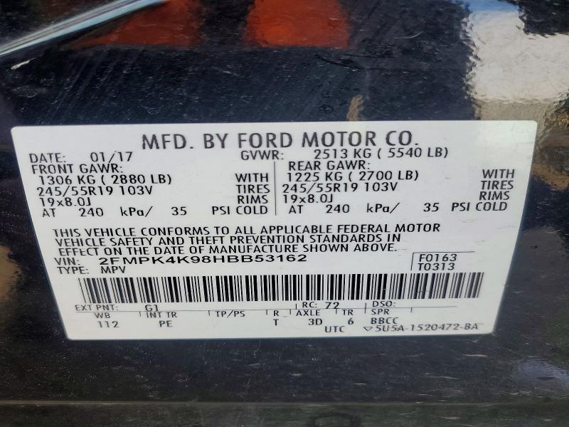 Photo 14 from auction – 2017 FORD EDGE TITAN with VIN 2FMPK4K98HBB53162