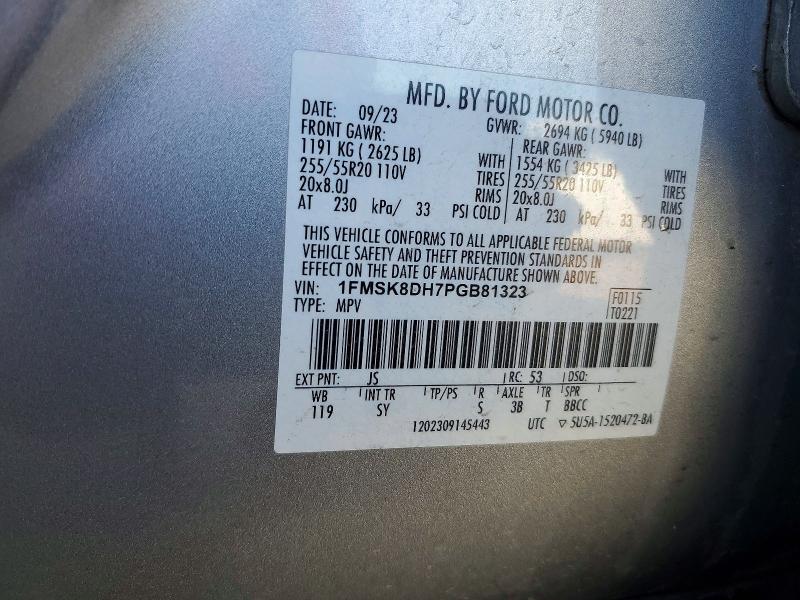 Photo 14 from auction – 2023 FORD EXPLORER X with VIN 1FMSK8DH7PGB81323