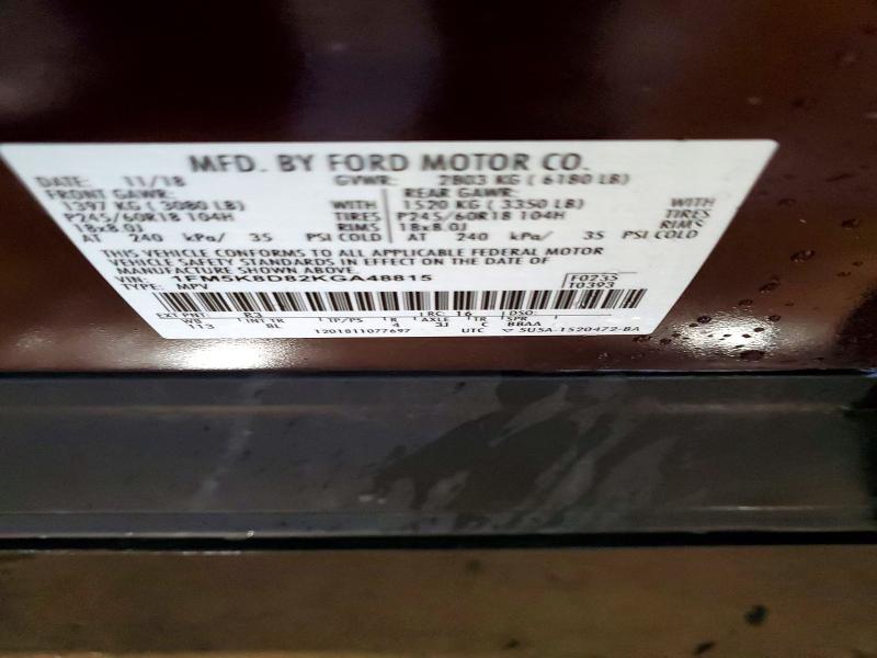 Photo 14 from auction – 2019 FORD EXPLORER with VIN 1FM5K8D82KGA48815