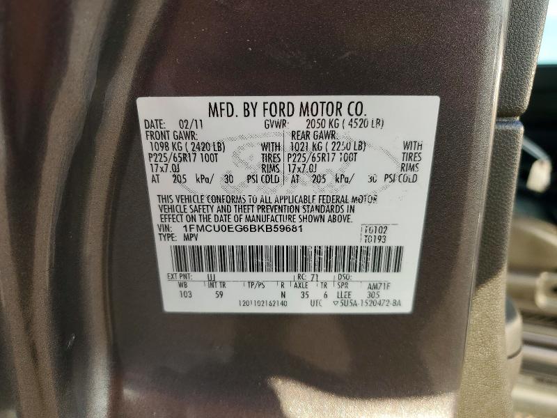 Photo 14 from auction – 2011 FORD ESCAPE LIM with VIN 1FMCU0EG6BKB59681