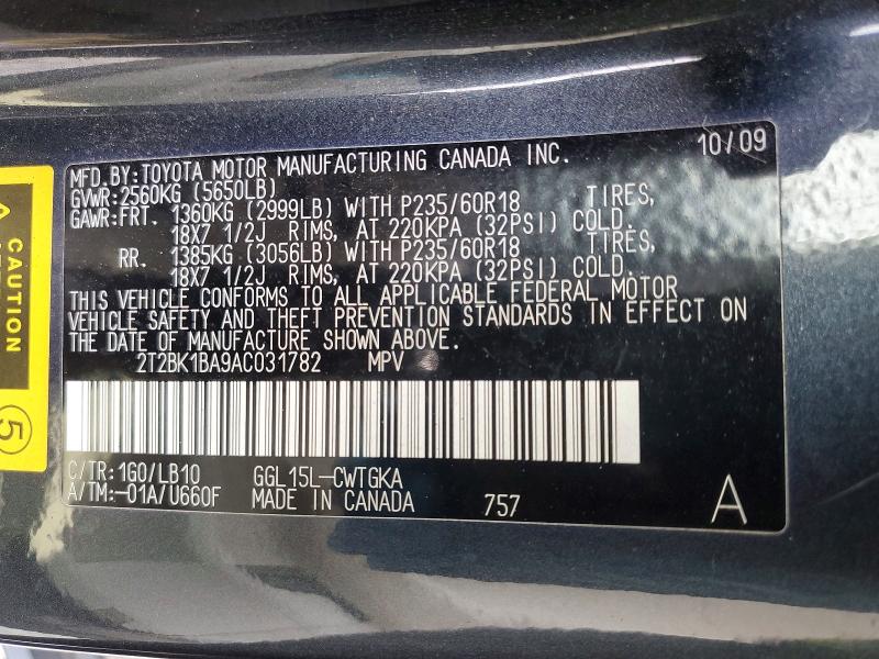 Photo 14 from auction – 2010 LEXUS RX 350 with VIN 2T2BK1BA9AC031782