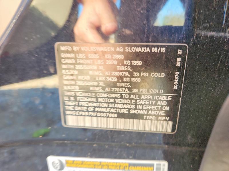 Photo 14 from auction – 2015 VOLKSWAGEN 2S with VIN WVGEP9BPXFD007888