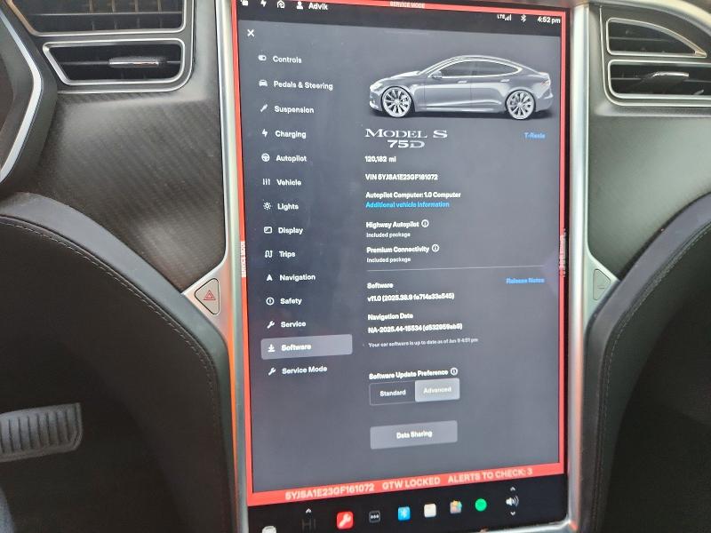 Photo 9 from auction – 2016 TESLA MODEL S with VIN 5YJSA1E23GF161072