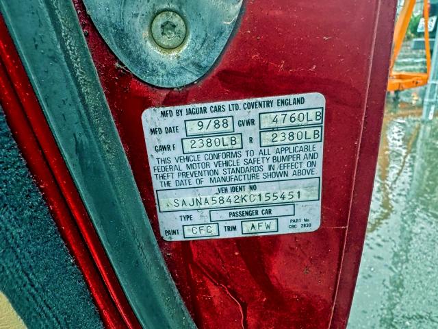 Photo 10 from auction – 1989 JAGUAR XJS with VIN SAJNA5842KC155451