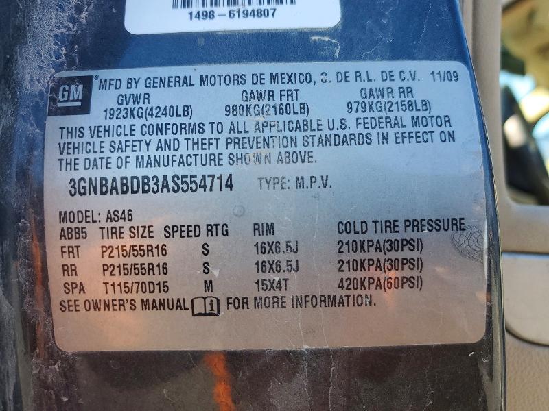 Photo 14 from auction – 2010 CHEVROLET HHR with VIN 3GNBABDB3AS554714