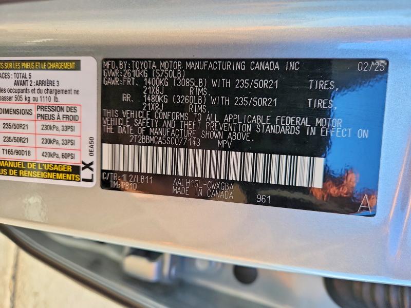 Photo 14 from auction – 2025 LEXUS RX 350H BA with VIN 2T2BBMCA5SC077143