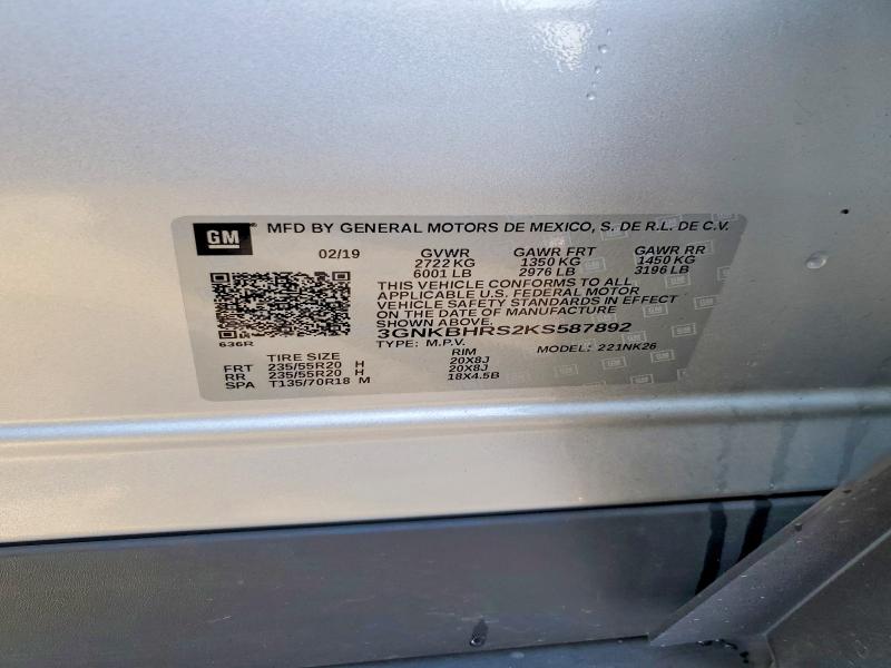 Photo 14 from auction – 2019 CHEVROLET BLAZER 3LT with VIN 3GNKBHRS2KS587892