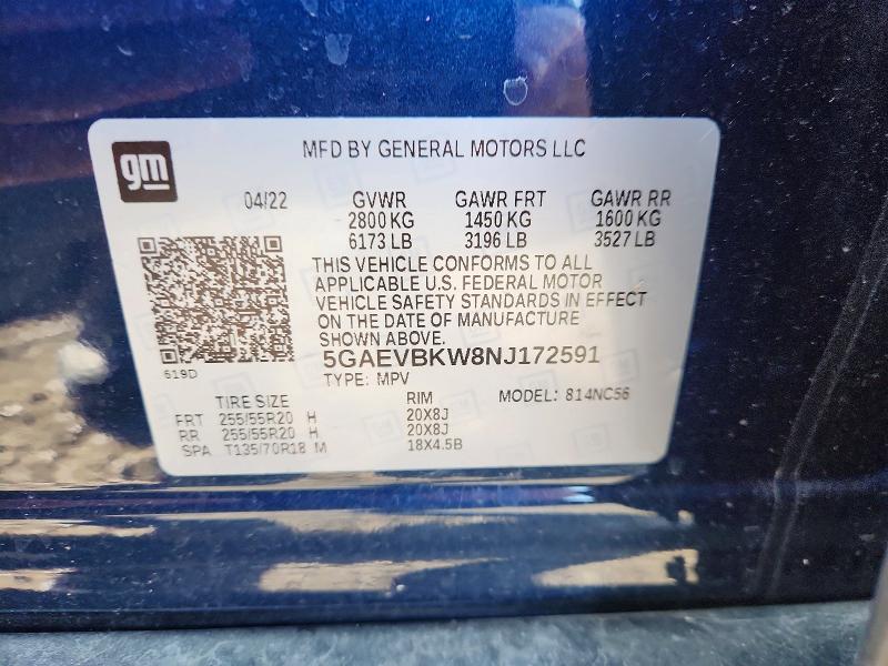Photo 14 from auction – 2022 BUICK ENCLAVE PR with VIN 5GAEVBKW8NJ172591