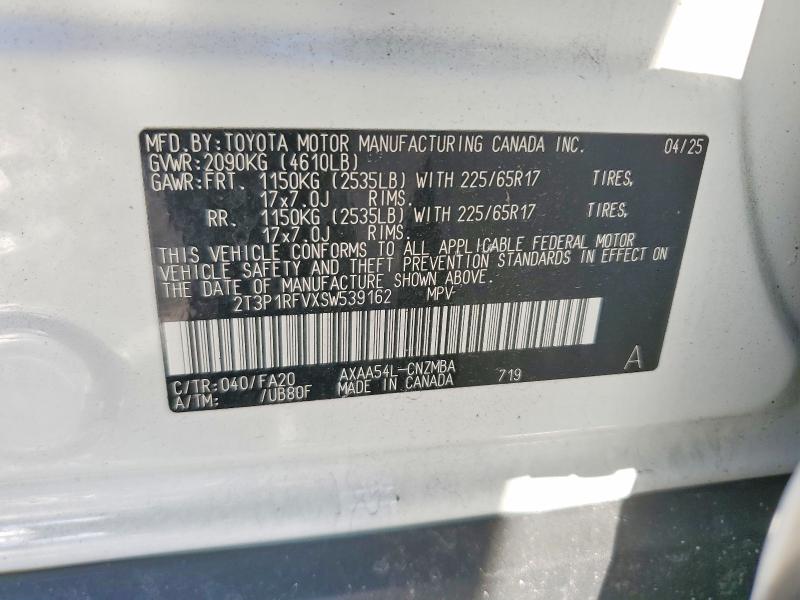 Photo 14 from auction – 2025 TOYOTA RAV4 XLE with VIN 2T3P1RFVXSW539162