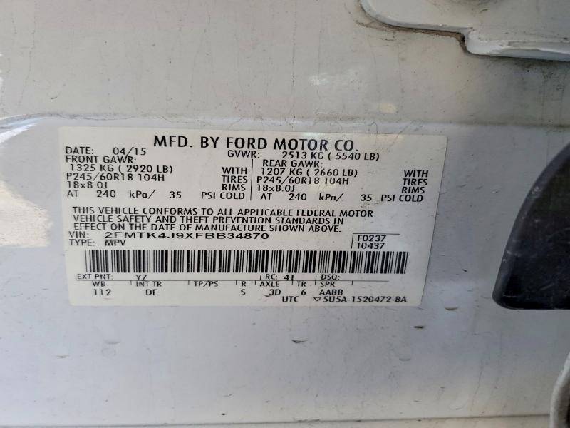 Photo 14 from auction – 2015 FORD EDGE SEL with VIN 2FMTK4J9XFBB34870