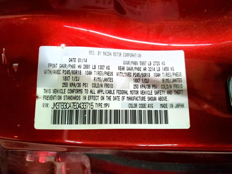 Photo 14 from auction – 2014 MAZDA CX-9 TOURI with VIN JM3TB3CA7E0433715