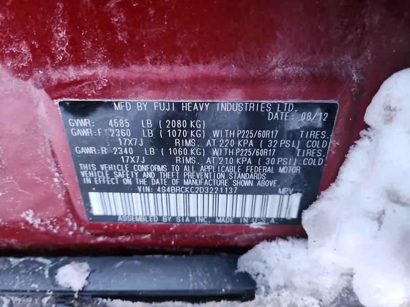 Photo 14 from auction – 2013 SUBARU OUTBACK 2. with VIN 4S4BRCKC2D3221137