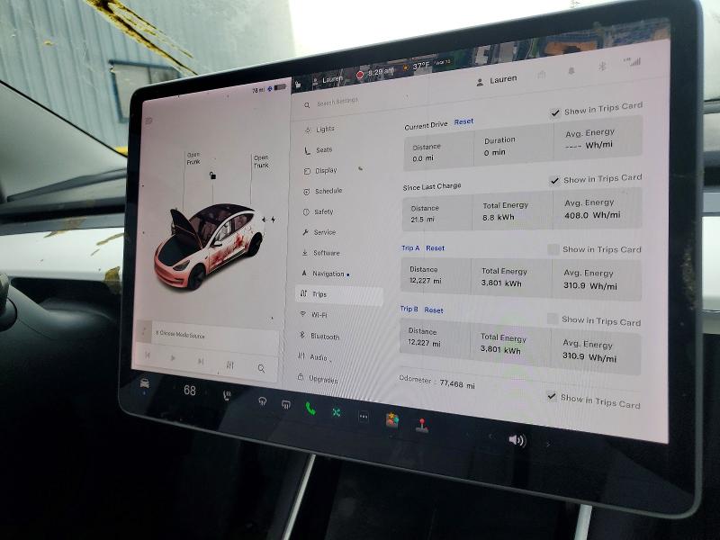 Photo 9 from auction – 2019 TESLA MODEL 3 with VIN 5YJ3E1EB4KF512962