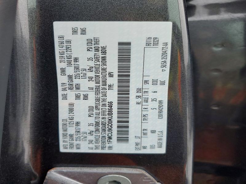 Photo 14 from auction – 2019 FORD ESCAPE SE with VIN 1FMCU9GD0KUB86466