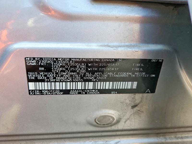 Photo 14 from auction – 2016 TOYOTA RAV4 XLE with VIN 2T3RFREV5GW510655