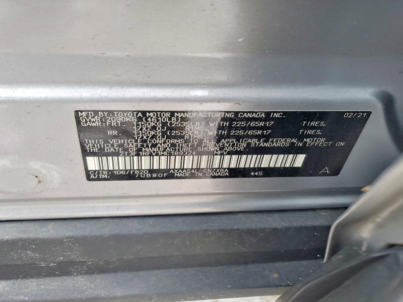 Photo 14 from auction – 2021 TOYOTA RAV4 LE with VIN 2T3F1RFV1MC189324