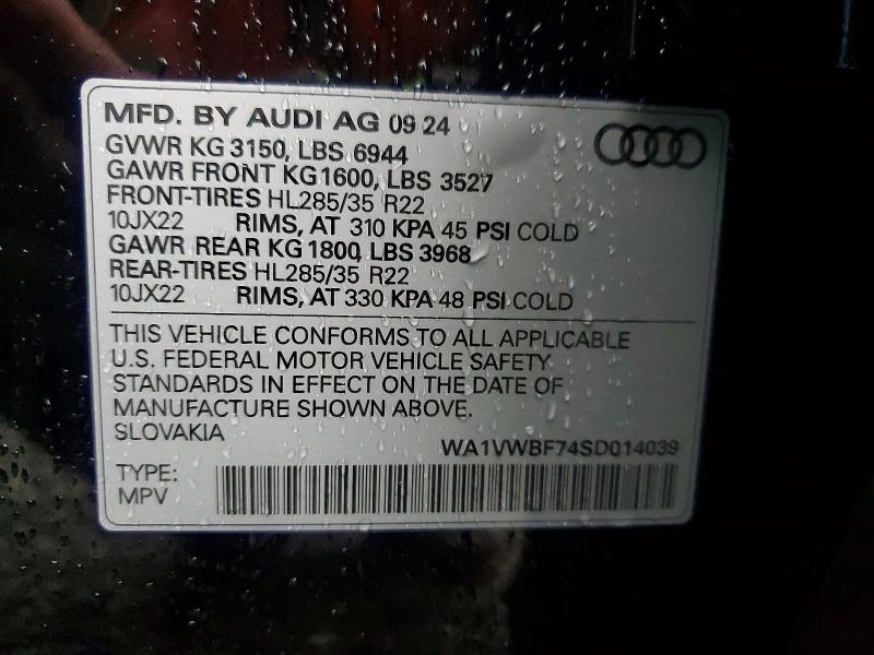 Photo 14 from auction – 2025 AUDI SQ7 PRESTI with VIN WA1VWBF74SD014039