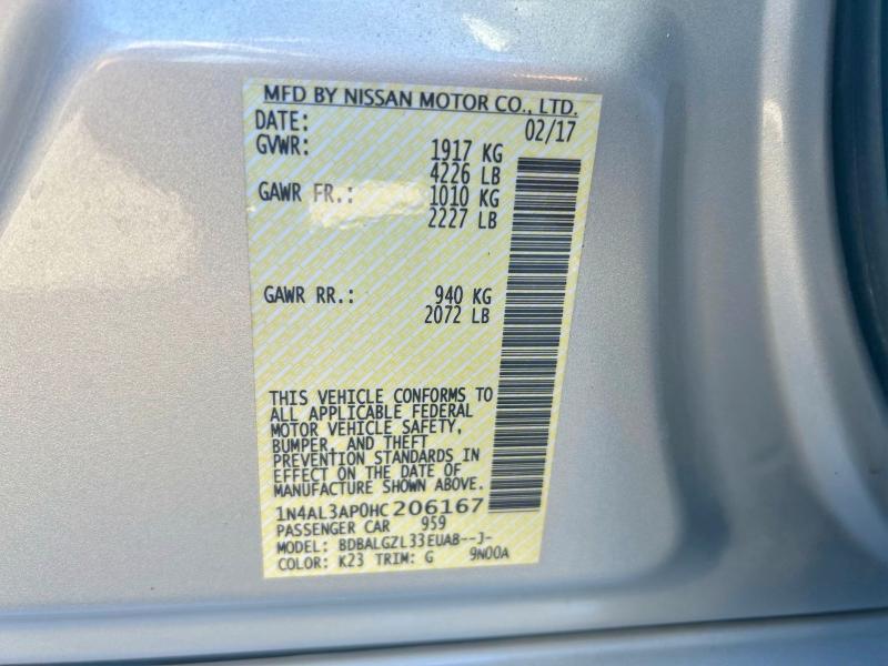 Photo 10 from auction – 2017 NISSAN ALTIMA with VIN 1N4AL3AP0HC206167