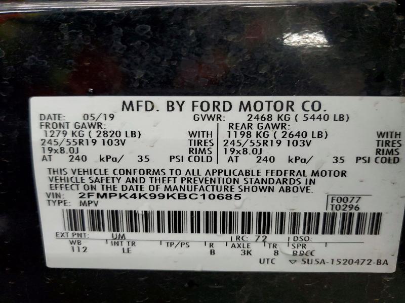 Photo 14 from auction – 2019 FORD EDGE TITAN with VIN 2FMPK4K99KBC10685