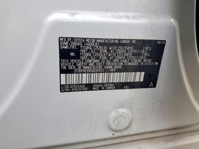 Foto 14 de la subasta – 2014 TOYOTA RAV4 LIMIT con VIN 2T3DFREVXEW224923