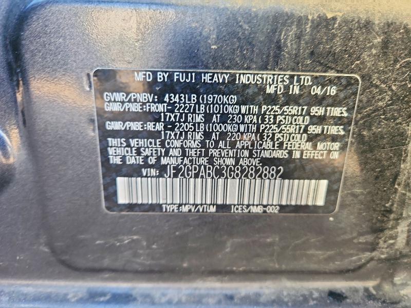 Photo 14 from auction – 2016 SUBARU CROSSTREK with VIN JF2GPABC3G8282882