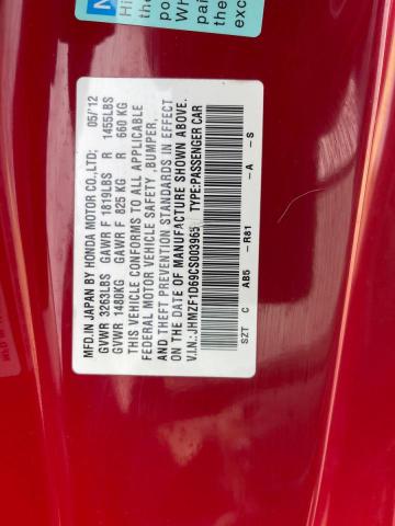 Photo 10 from auction – 2012 HONDA CR-Z EX with VIN JHMZF1D69CS003965
