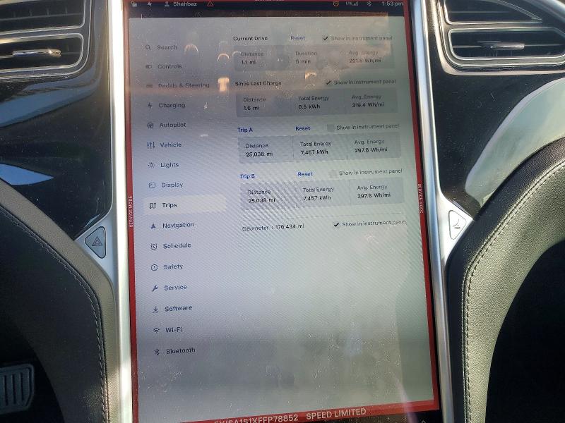 Photo 9 from auction – 2015 TESLA MODEL S 70 with VIN 5YJSA1S1XFFP78852