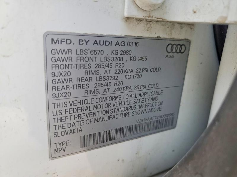 Photo 14 from auction – 2017 AUDI Q7 with VIN WA1VAAF72HD010685