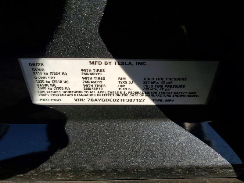 Photo 14 from auction – 2026 TESLA MODEL Y with VIN 7SAYGDED2TF387127