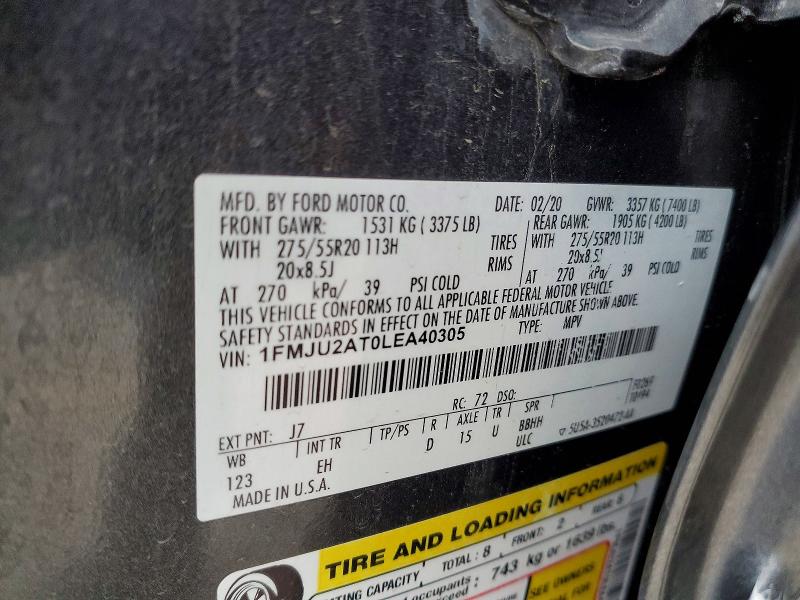 Photo 14 from auction – 2020 FORD EXPEDITION with VIN 1FMJU2AT0LEA40305