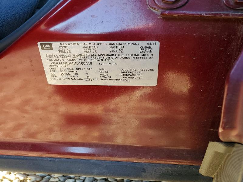 Photo 14 from auction – 2017 GMC TERRAIN SL with VIN 2GKALNEK4H6166418