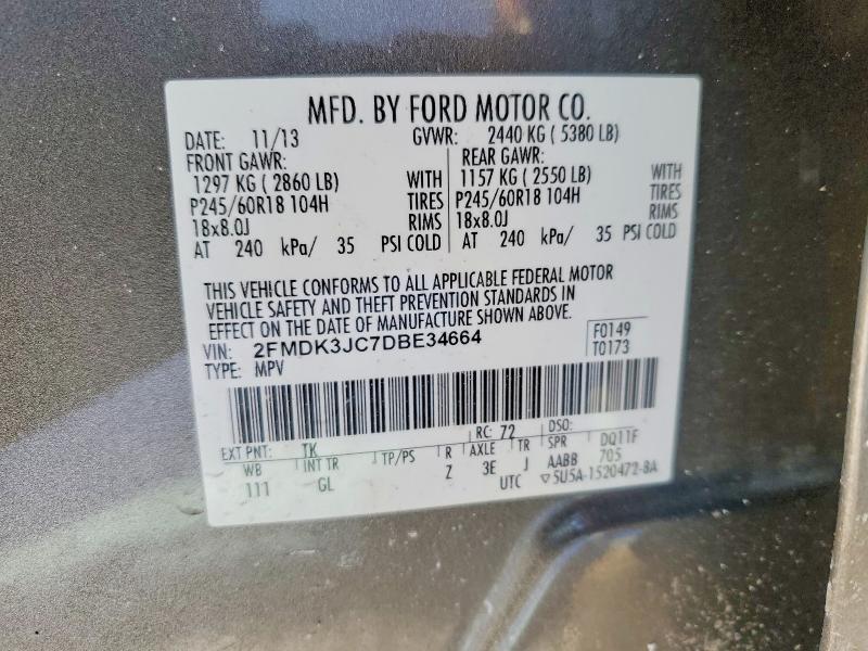 Photo 14 from auction – 2013 FORD EDGE with VIN 2FMDK3JC7DBE34664