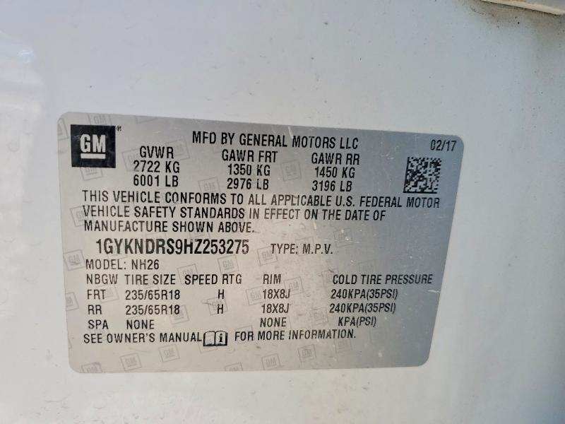 Photo 14 from auction – 2017 CADILLAC XT5 LUXURY with VIN 1GYKNDRS9HZ253275